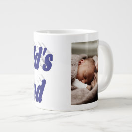 Taza De Café Gigante Foto de papá texto azul oscuro