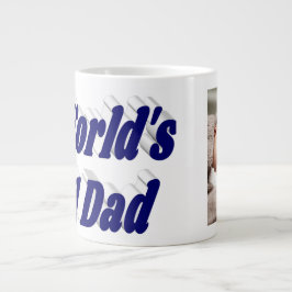 Taza De Café Gigante Foto de papá texto azul oscuro