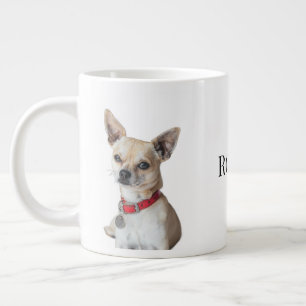 Taza De Café Gigante Foto de perro personalizada Nombre de mascota pe