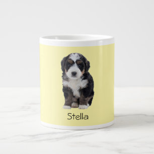 Taza De Café Gigante Foto de perro personalizado - Amarillo Pastel con 