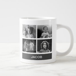 Taza De Café Gigante Foto de Personalizado blanco y negro - Personaliza