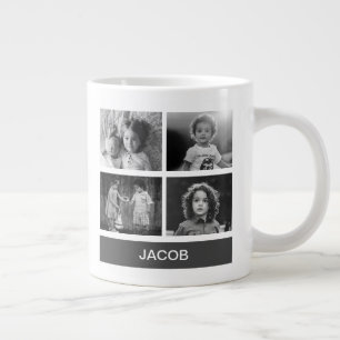 Taza De Café Gigante Foto de Personalizado blanco y negro - Personaliza