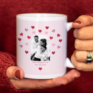 Taza De Café Gigante Foto de San Valentín con patrones de dulce rosa y