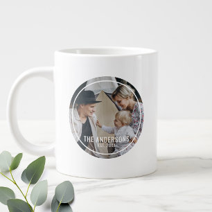 Taza De Café Gigante Foto del personalizado con apellido y año establec