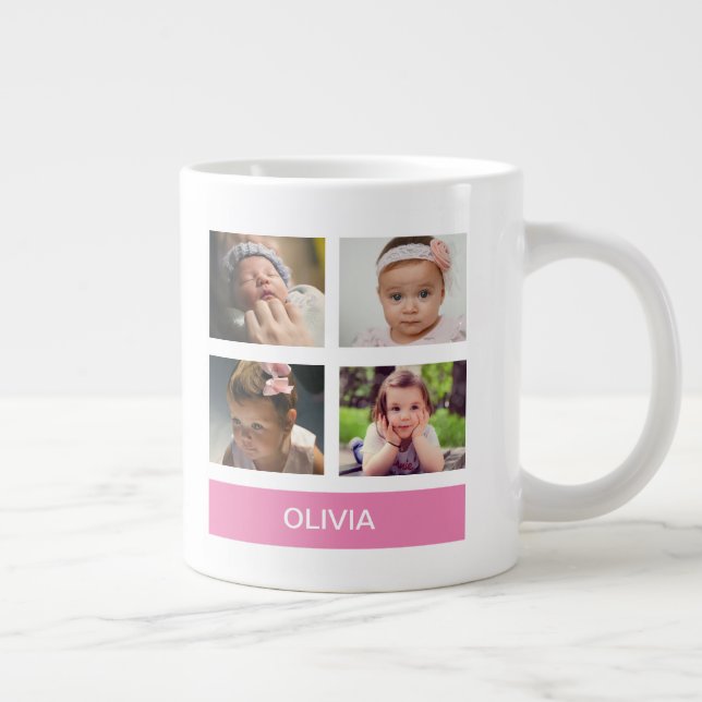 Taza De Café Gigante Foto del Personalizado rosado Pastel - Personaliza (Derecha)