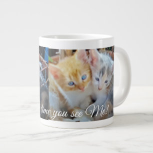 Taza De Café Gigante Foto divertida de dos gatitos lindos delante y det