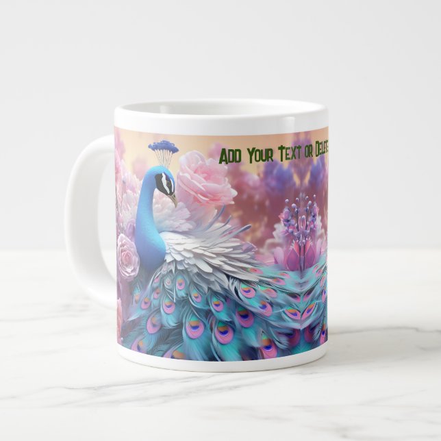 Taza De Café Gigante Foto Mascota personalizada: Peacock elegante y col (Izquierda)