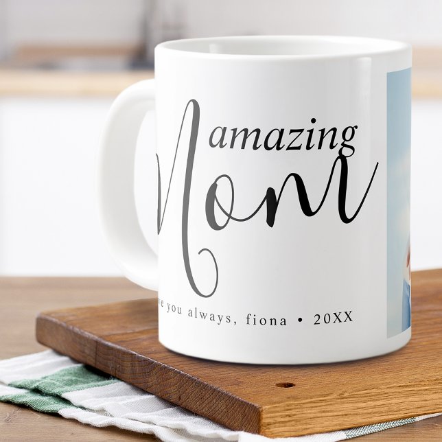 Taza De Café Gigante Foto moderna de mamá asombrosa (Modern Amazing Mom Photo Giant Coffee Mug)