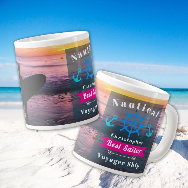 Taza De Café Gigante Foto Nautical Best Sailor (Nautical Best Sailor Photo Mug.)
