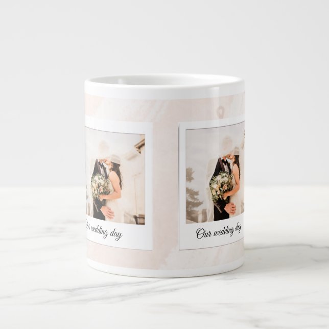 Taza De Café Gigante Foto personalizada de Boda (Frente)