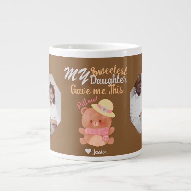 Taza De Café Gigante Foto personalizada de los nombres de las madres y  (Frente)