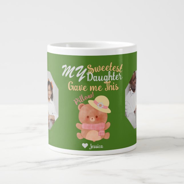 Taza De Café Gigante Foto personalizada de los nombres de las madres y  (Frente)