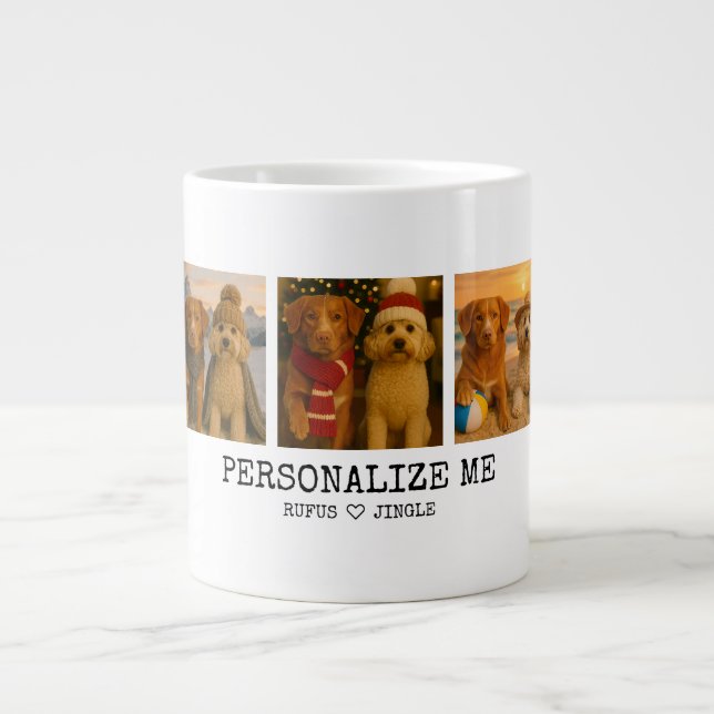 Taza De Café Gigante Foto personalizada y mejor padre de perro del cora (Frente)