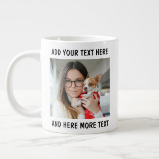 Taza De Café Gigante Foto personalizada y texto o nombre