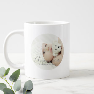 Taza De Café Gigante Foto personalizado con nombre y texto personalizad