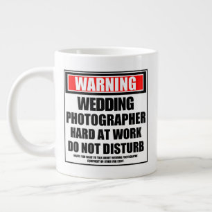 Taza De Café Gigante Fotógrafo Boda de advertencia trabajando duro
