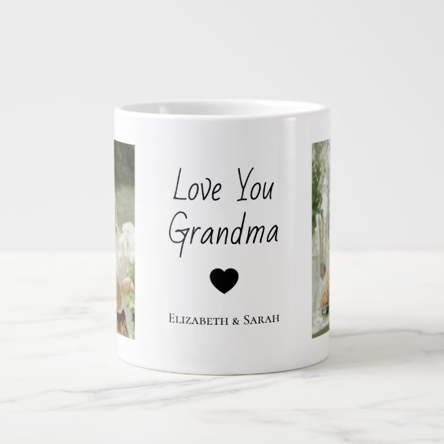 Taza De Café Gigante Fotos personalizadas y "Te amo abuela" (Frente)