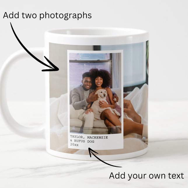 Taza De Café Gigante Fotos personalizadas y texto (Personalized Photos and Text Giant Coffee Mug from Ricaso. Make your own photo mugs. Design your own)