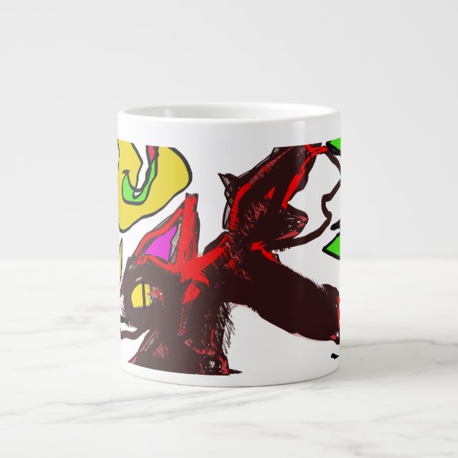 Taza De Café Gigante Fox jugando en otoño (Frente)
