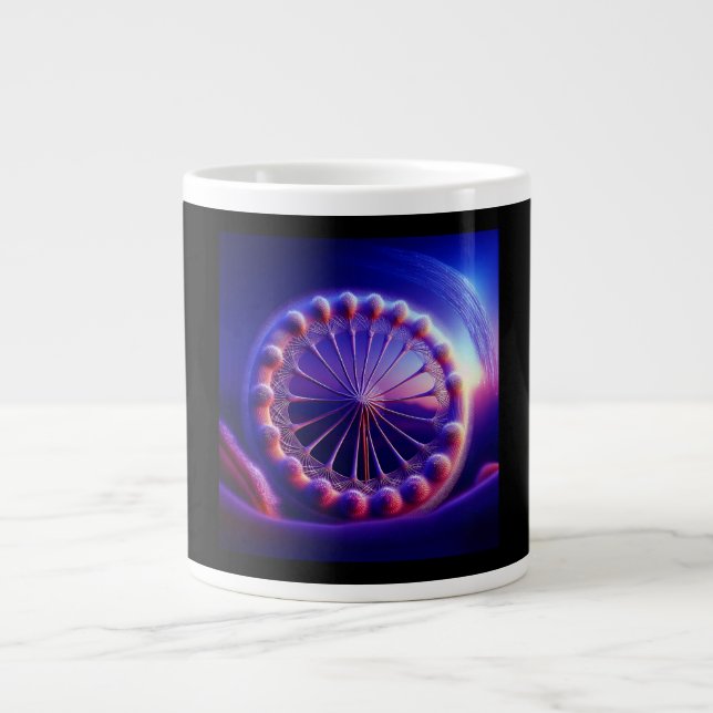 Taza De Café Gigante Fractal de Diente de León Azul (Frente)