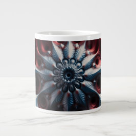 Taza De Café Gigante Fractal De Juliabrot Rojo Y Plateado