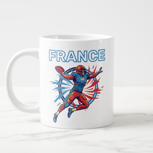 Taza De Café Gigante France Football Dynamic Quarterback Patriotic Art (Izquierda)