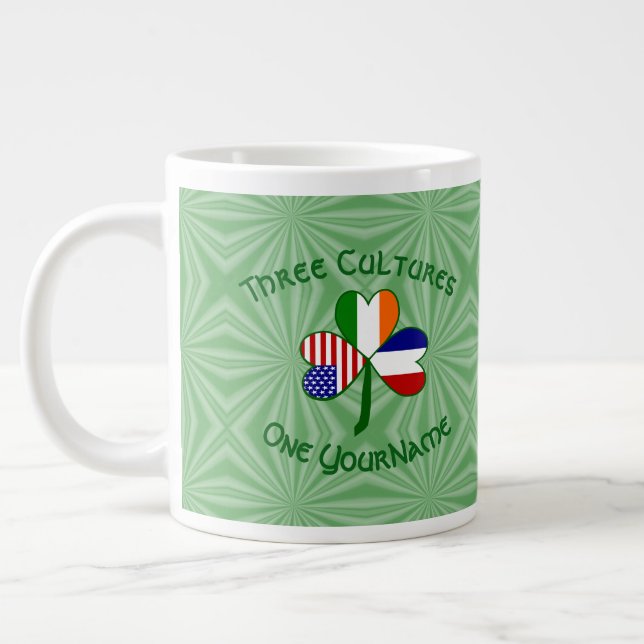 Taza De Café Gigante Francia Irlanda Estados Unidos Bandera Shamrock pe (Izquierda)