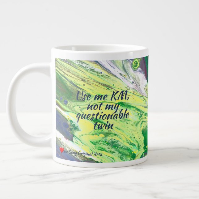 Taza De Café Gigante Frase divertida en el resumen de lavanda verde ama (Izquierda)