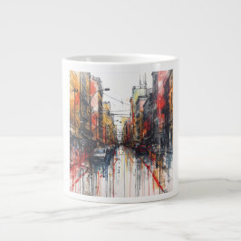 Taza De Café Gigante Freeform Hand-Drawn Mural Earthy Tones