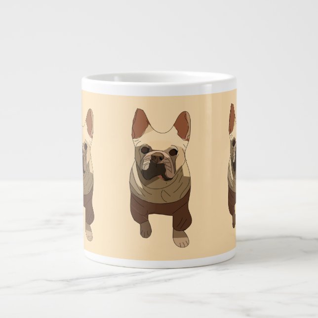 Taza De Café Gigante French Bulldog, Soft Peach (Frente)
