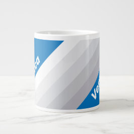 Taza De Café Gigante Frente de rayas azules nubladas con nombre