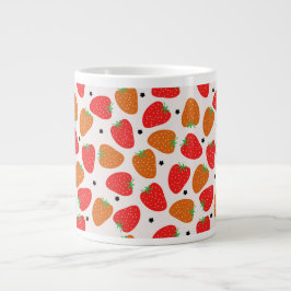 Taza De Café Gigante Fresas en blanco