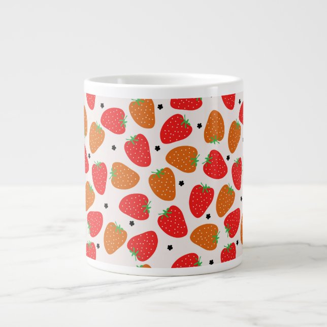 Taza De Café Gigante Fresas en blanco (Frente)