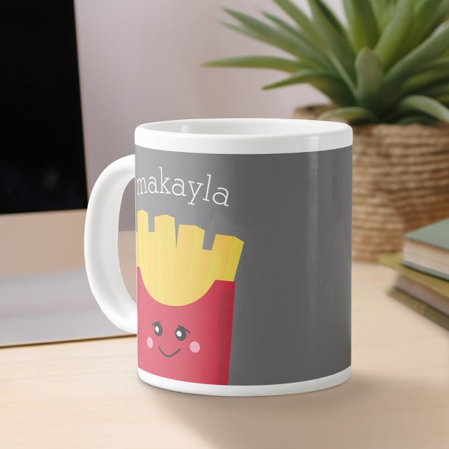 Taza De Café Gigante Fresas francesas de Kawaii con nombre personalizad (Personalized mug)