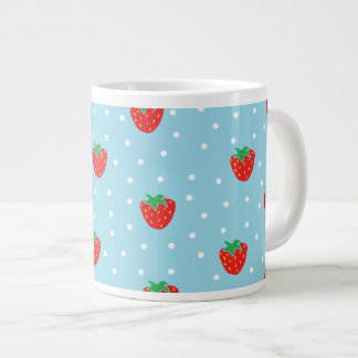 Taza De Café Gigante Fresas y lunares azules