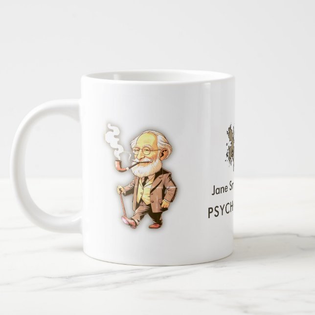 Taza De Café Gigante Freud Caricature for Psychologists & Mental Health (Izquierda)