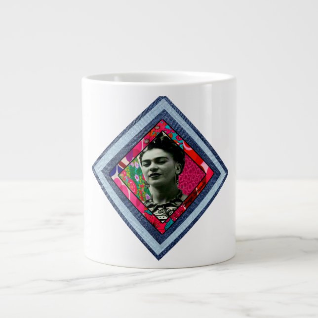 Taza De Café Gigante Frida Kahlo Retro Denim Diamond (Frente)