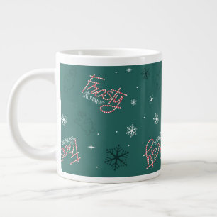 Taza De Café Gigante Frosty el patrón de copos de nieve verde