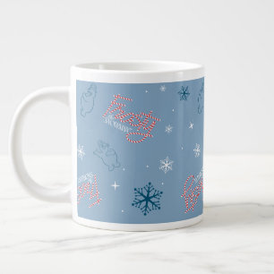Taza De Café Gigante Frosty el patrón del copo de nieve azul