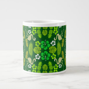 Taza De Café Gigante Fruta tropical floral verde con estampado