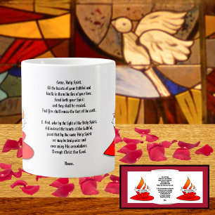 Taza De Café Gigante Fuego o Llama y Corazón con Cita de Pentecostés
