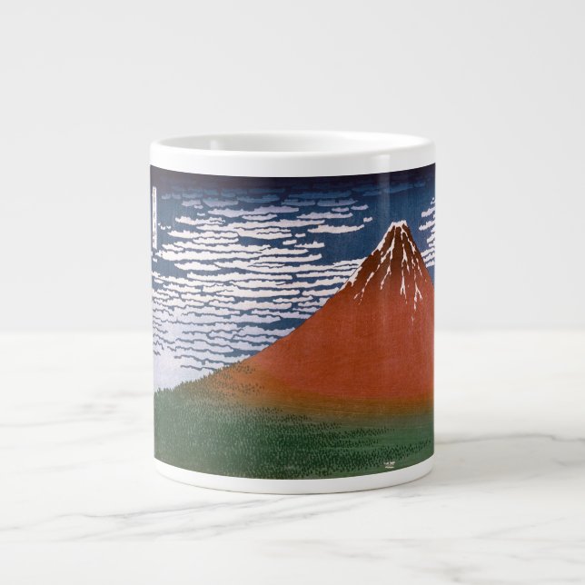 Taza De Café Gigante Fuji rojo, Volcán Aka Fujiyama Katsushika Hokusai (Frente)