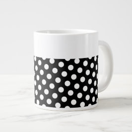 Taza De Café Gigante Fun Festividad moderna negrita Black Polka Dots