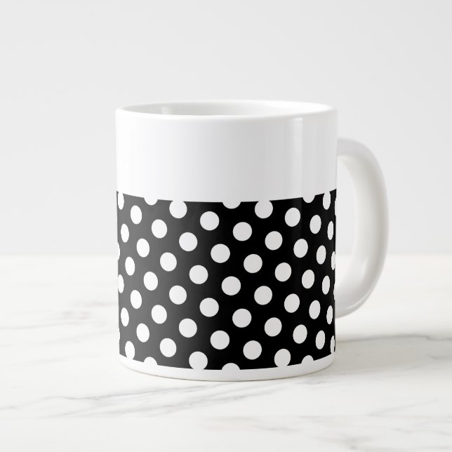Taza De Café Gigante Fun Festividad moderna negrita Black Polka Dots (Derecha)