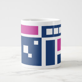 Taza De Café Gigante Fun Purple and Blue Geometría Mod Blocks