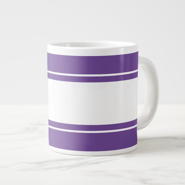 Taza De Café Gigante Fun Sporty Wide White Carreras Strips On Purple (Derecha)