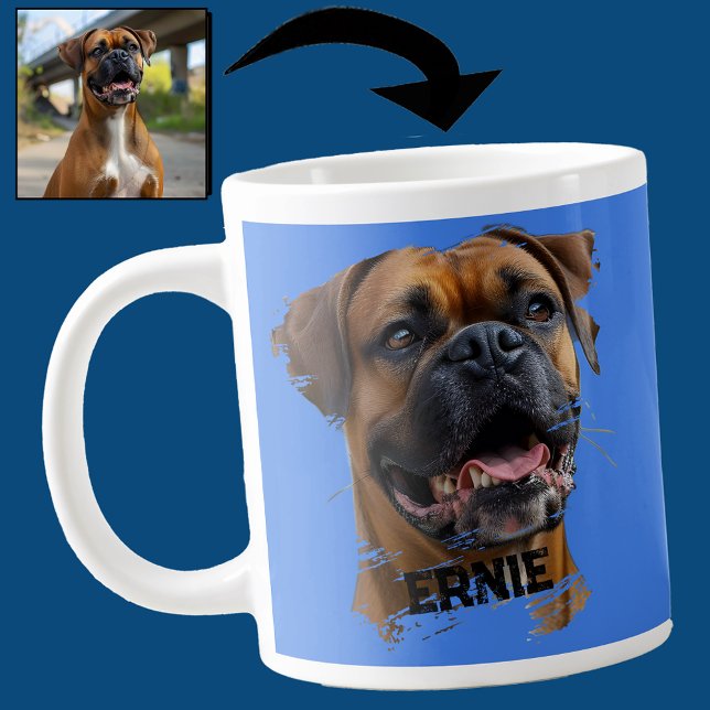 Taza De Café Gigante Fun Unique Boxer Dog Dad Lover Foto Azul (Subido por el creador)