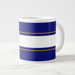Taza De Café Gigante Fun Vibrant Royal Blue Yellow White Carreras Strip