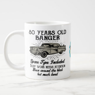 Taza De Café Gigante Funny 80 cumpleaños catastro banger agregar nombre