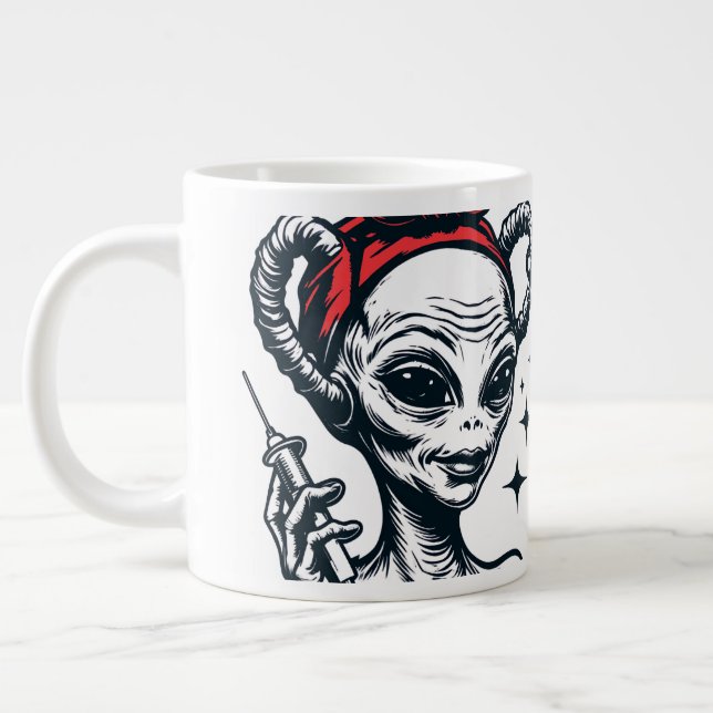 Taza De Café Gigante Funny alien hypodermic needle dose of reality (Izquierda)